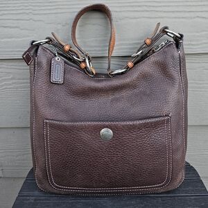 Coach Chelsea Brown Pebbled Leather Hobo Shoulder Bag Purse Vintage C063-8E98